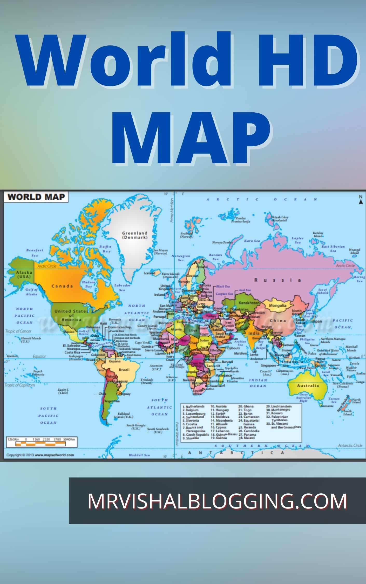World Map HD High Resolution PDF Free Download